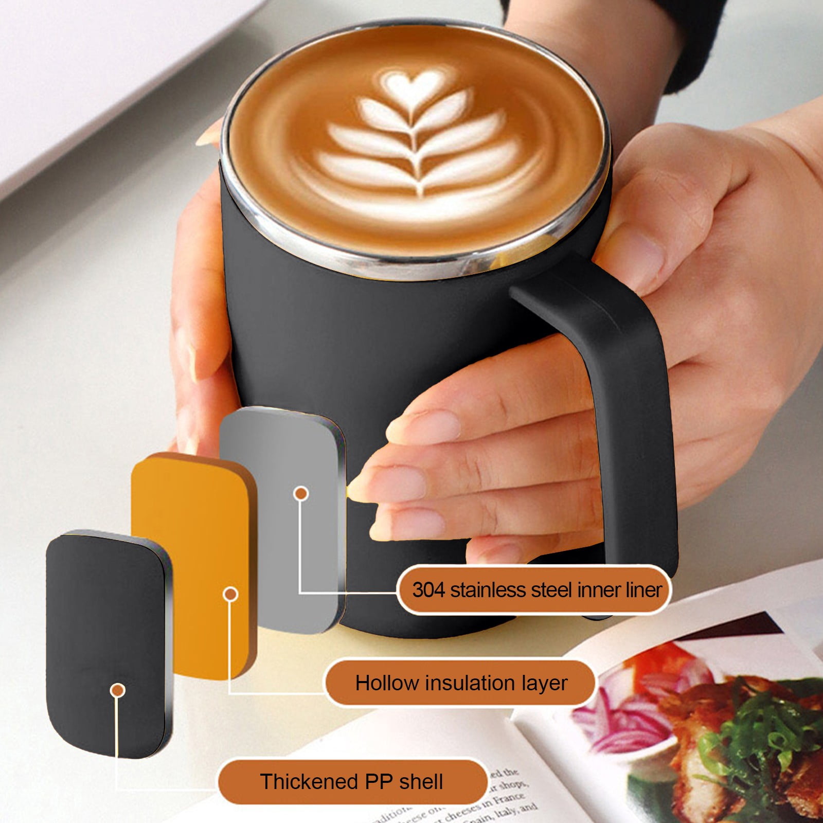 17oz Insulated Stainless Steel Coffee Mug with Leakproof Lid,Double Wall  Vacuum Travel Coffee Cup with Handle,Reusable Metal Cups Tumbler,Camping  Mugs Keep Hot&Cold,Ideal Gifts - Walmart.com