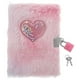 thumbnail image 1 of Diario de escritura difuso para niñas con candado y llave, cuaderno con patrón de corazón, diario seguro decorativo, cuaderno de felpa con cerradura para niñas, 1 of 8