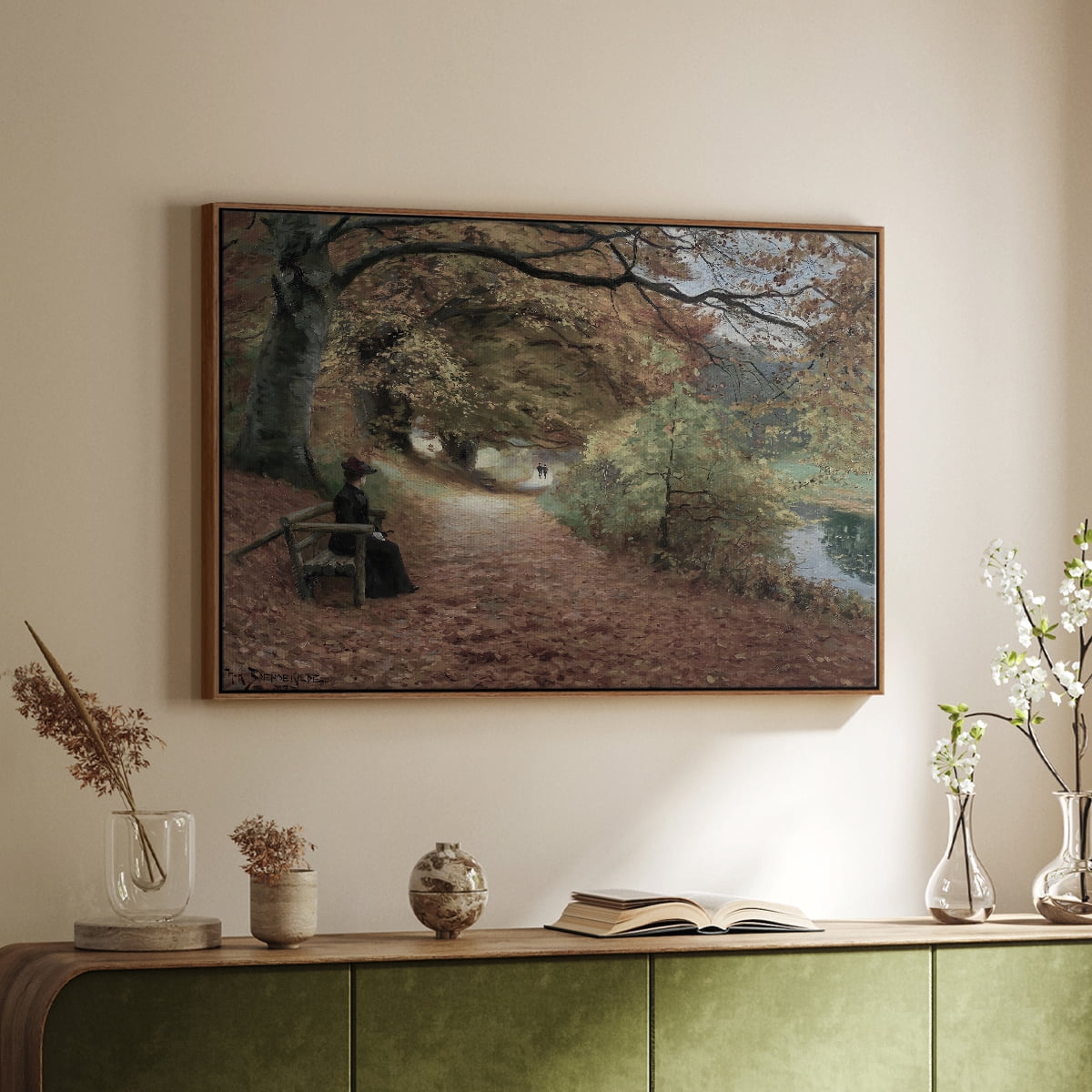 Vintage Landscape-CCCXXII By Wexford Home Framed in Walnut Wood Gallery Wrapped Canvas 17 in. x 25 in.