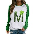 thumbnail image 1 of Camiseta de manga larga con estampado de San Patricio y cuello redondo para mujer Pompotops FGAJ551, 1 of 4