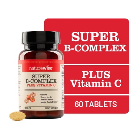 NatureWise Super Vitamin B Complex + Vitamin C - Vegan Non-GMO - 60 Tablets[60-Day Supply]
