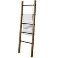 thumbnail image 3 of MyGift 5-ft Wall-Leaning Burnt Wood and Metal Pipe Towel Rack, 3 of 7