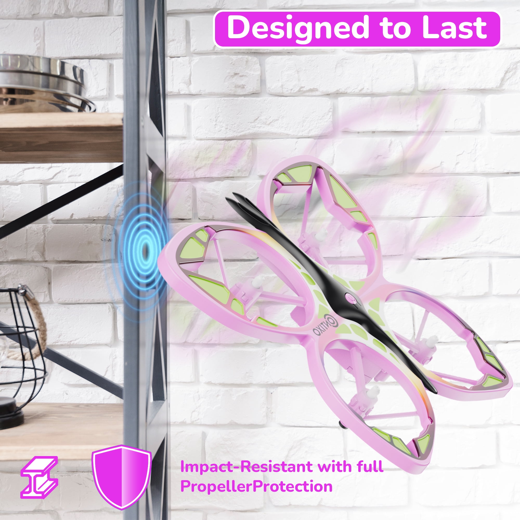 Contixo Mini Drone for Kids, Kids Drones for Adults with LED Lights, Altitude Hold, and 14-Min Flight, Pink Butterfly