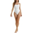 thumbnail image 2 of INSPIRE CHIC Monokini de una pieza para mujer con tirantes ajustables, parte inferior triangular, traje de baño bikini, talla X-Large, color blanco, 2 of 5