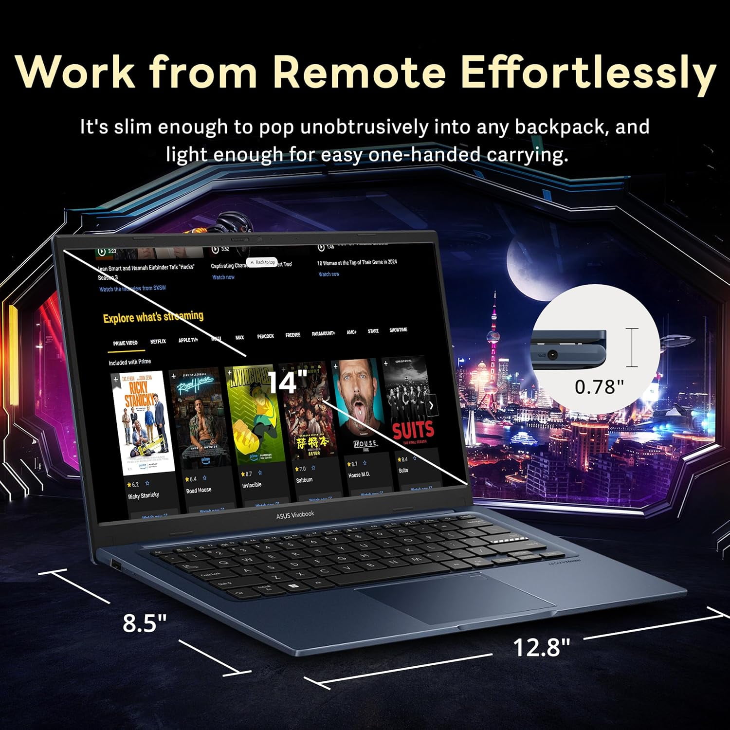 ASUS Vivobook 14" FHD Anti-glare Laptop, Intel i3-1215U, 16GB RAM, 1.16TB Storage(1TB SSD+160GB Docking Station Set), Intel Iris Xe Graphics, HD Camera, WiFi 6E, Bluetooth, Win 11, Quiet Blue
