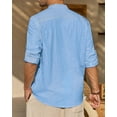 thumbnail image 6 of sogami Long Sleeve Linen Henley Shirts for Men Casual Hawiian Shirt with Pocket, 6 of 6