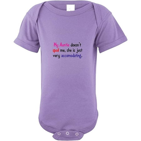 

Auntie Doesn T Spoil She Accommodating Baby Bodysuit One Piece Lavender 24 Months