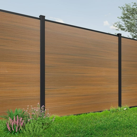 Mondaria Outdoor Privacy Fence Panels (Without Post) - Weatherproof Wood Plastic Composite Fencing for Garden, Patio & Pool -(H 6Ft x W 6Ft x T 0.8", Brown)