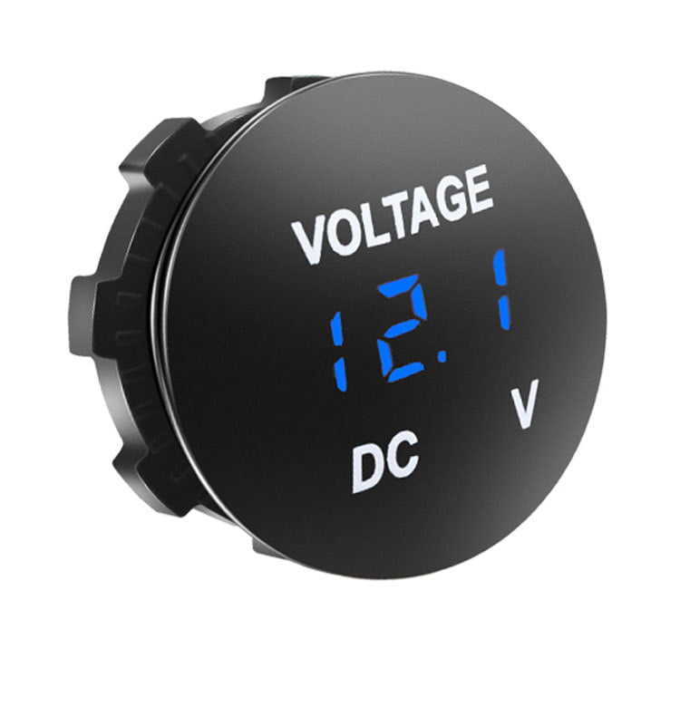 12V-24V Car Motorcycle LED DC Digital Display Voltmeter Meter Waterproof Blue 