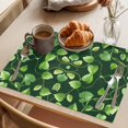 thumbnail image 3 of Green Leaves Placemats Set of 8 Retro Botanical Garden Pastoral Plants Place Mats Indoor Wipeable Table Mats Washable Cloth Dining Table Placemats for Kitchen Holiday Party Home Decor 13x19 Inch, 3 of 9