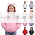 thumbnail image 3 of 5-6 Years Child Girls Zip Up Hoodies Cat Ear Oversize Hoodie Jackets Casual Long Sleeve Hood Sweatshirtst Coat Back to School Play Daily Fall Winter Wear Light Gray Sweatshirtst, 3 of 9