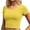 tops 63#Yellow, variant on oqasdz T Shirts for Women Short Sleeve Round Neck Demi Length Comfort Everyday Stretchy Casual Cropped Top for Summer Shirt Tops