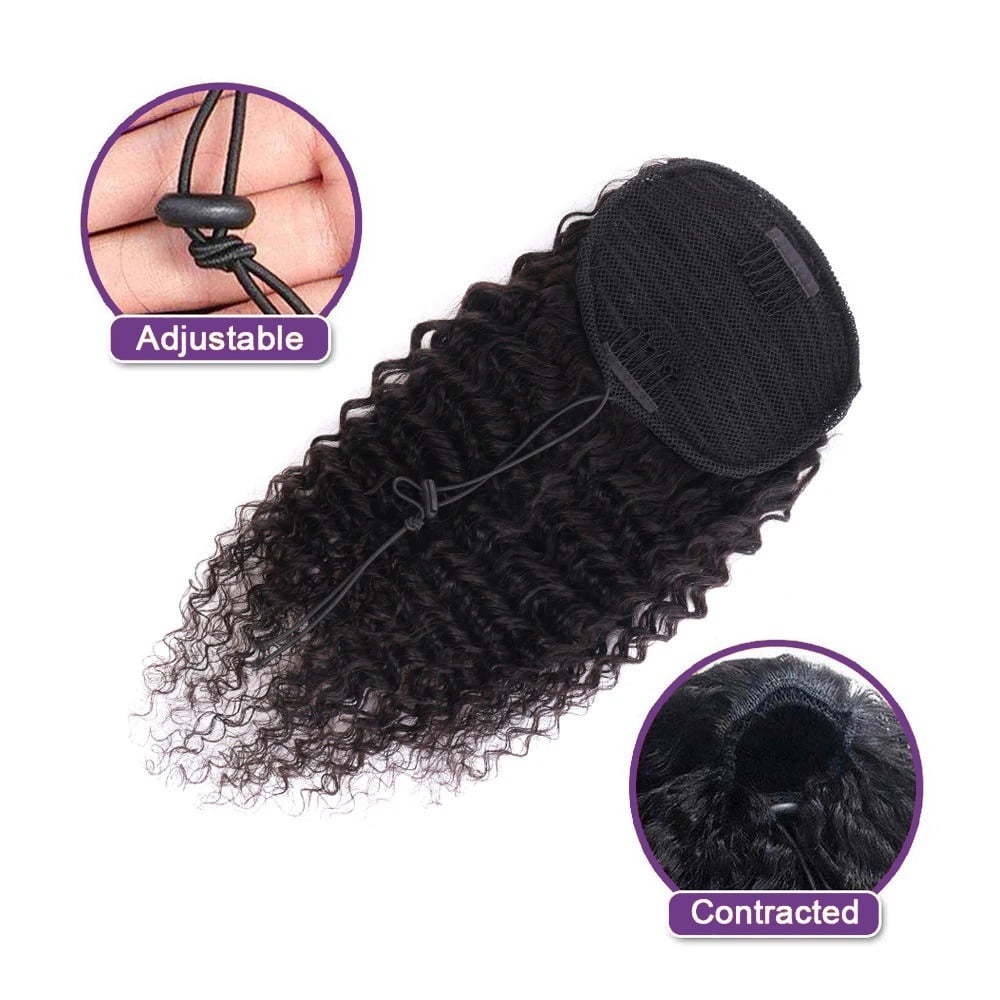 Deep Wave Curly Drawstring Ponytail Brazilian Human Hair Extensions Clip In Ponytail Hairpieces for Black Women