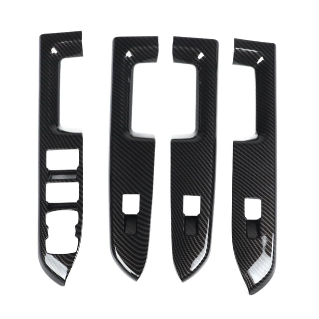 4 piezas de cubierta de panel de control de ventana de puerta estilo fibra de carbono pegatina decorativa de botón de elevación de vidrio para Bronco Sport CX430 4 puertas 2021 y posteriores