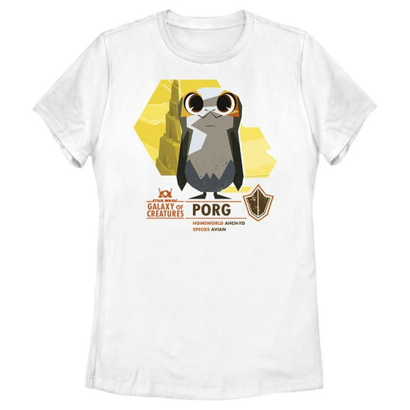 Women's Star Wars: Galaxy of Creatures The Porg Graphic Tee White Small