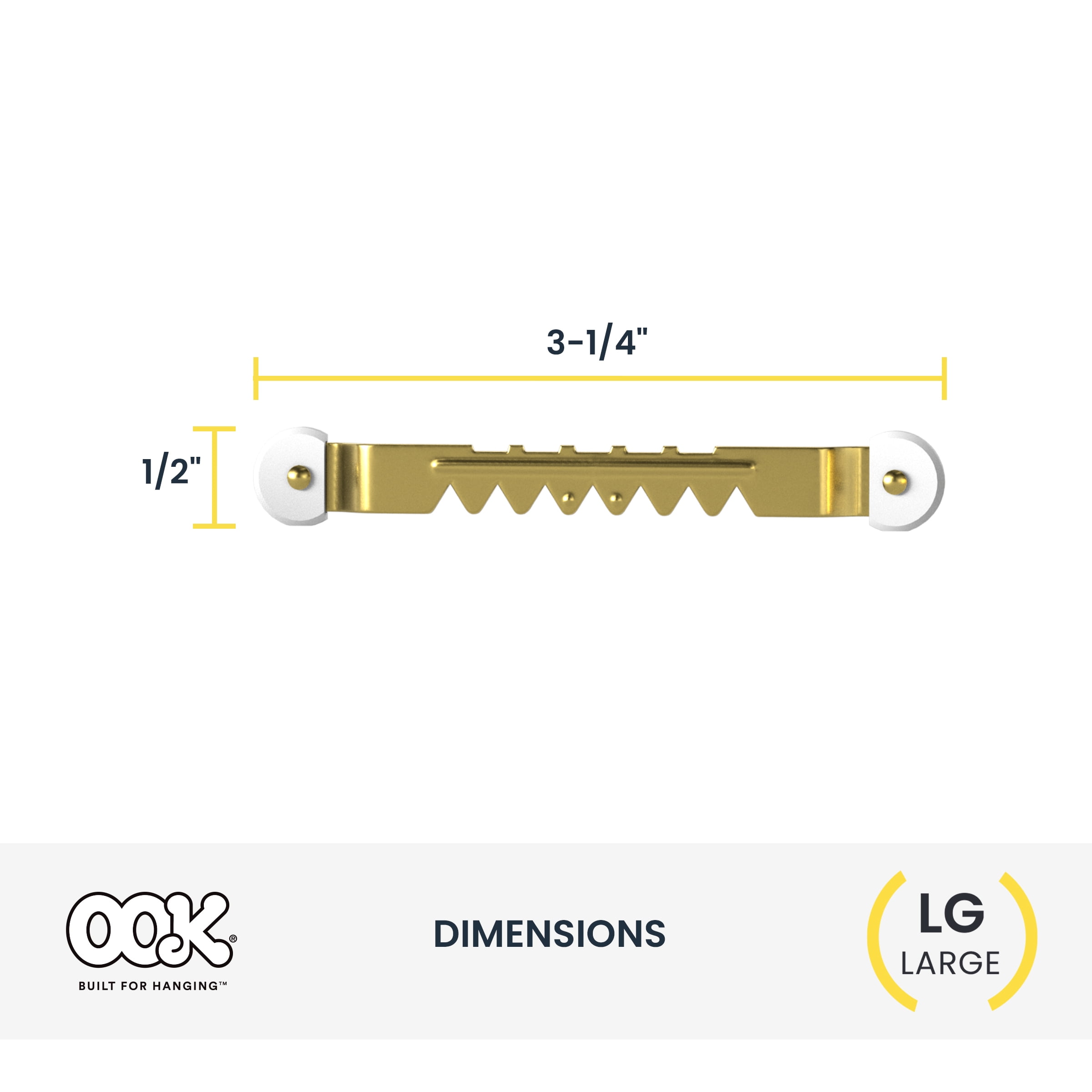 (3 pack) Ook Sawtooth Picture Hangers, Large Mirror Hangers, Steel, Brass, Gold, 2 pack