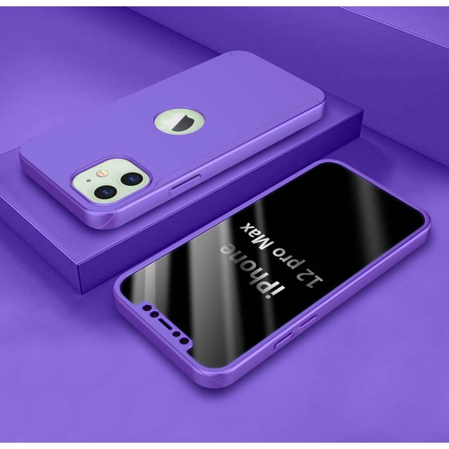 iPhone 12 Pro Max Case, iPhone 12 Pro Max (6.7 inch) Case Sturdy, Hard Plastic Case 360 Full Body Shockproof Protection With Tempered Glass Screen Protector Case for iPhone 12 Pro Max -Purple