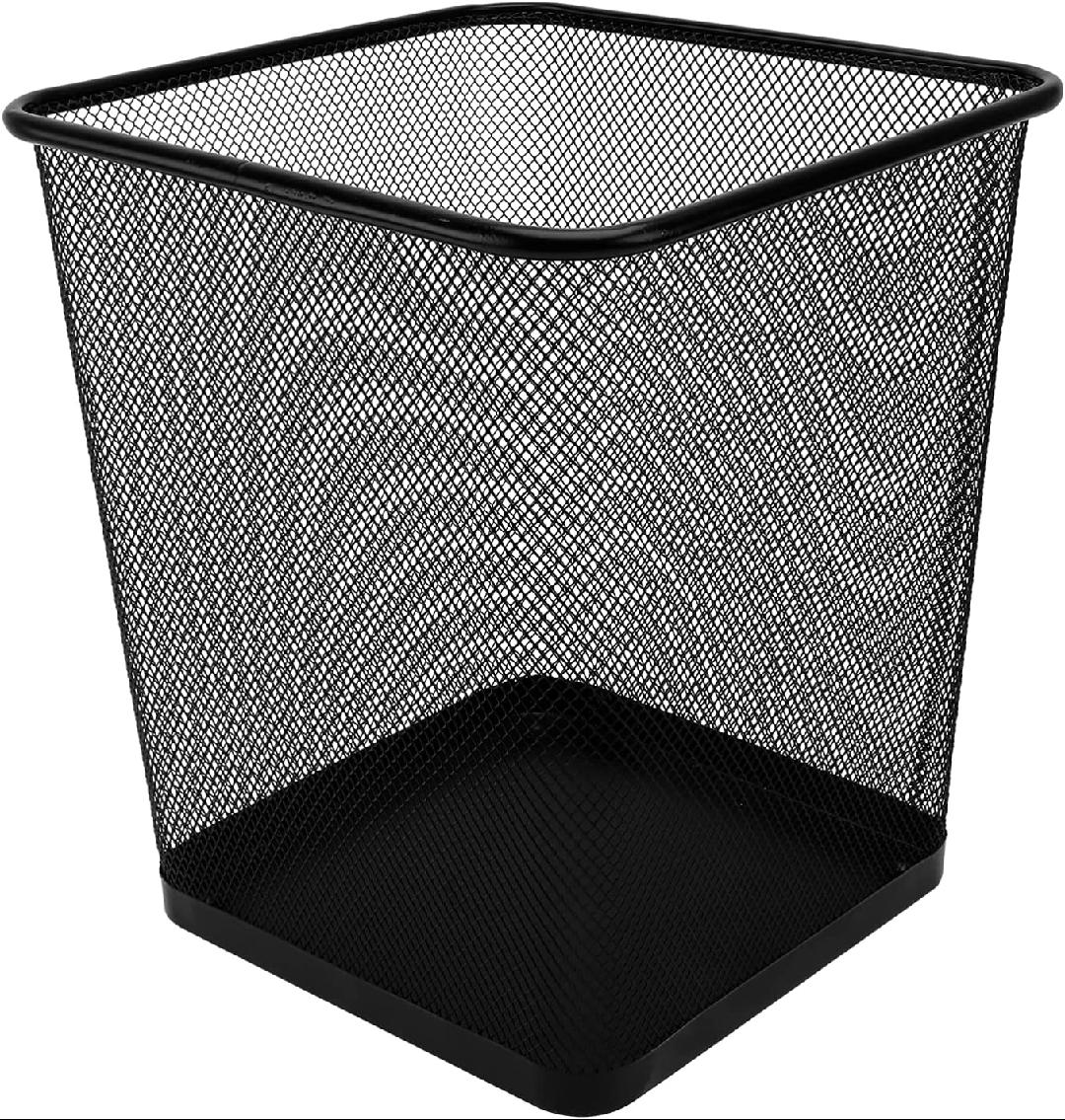 Black Metal Trash Can 26.5X23.5X23.5cm Small Trash Cans Waste Paper