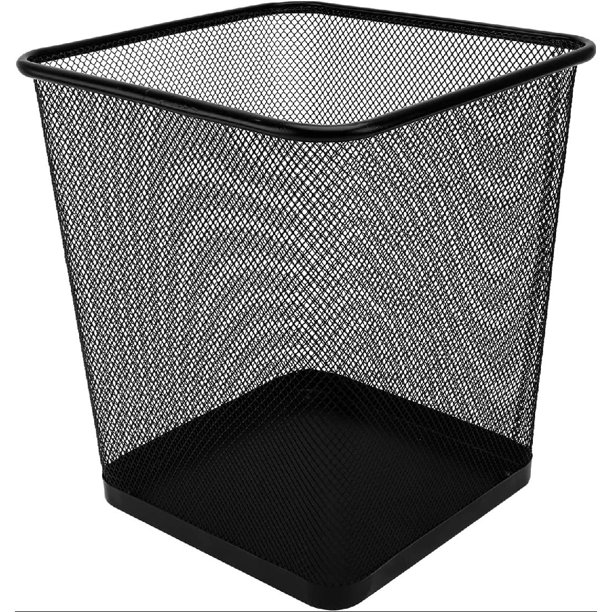 Black Metal Trash Can 26.5X23.5X23.5cm Small Trash Cans Waste Paper