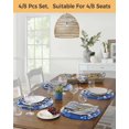 thumbnail image 5 of 13 Inch Round Placemats Set of 6, Blue Christmas Snowflakes Non Slip Heat Insulation PP Table Mats, Xmas Winter Textured Washable Place Mats for Kitchen Dining Party Table Decor, 5 of 7
