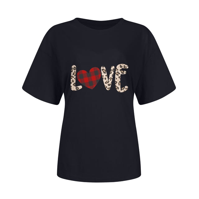 CEHVOM T-shirt à Manches Courtes pour Femme à Col Rond avec Imprimé de la Saint-Valentin