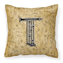 Carolines Treasures CJ2004-TPW1414 Letter T Musical Instrument Alphabet Canvas Fabric Decorative Pillow  14Hx14W