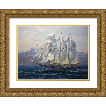 Sviridov Sergei 24x19 Gold Ornate Wood Framed with Double Matting Museum Art Print Titled - Sailing Boat I