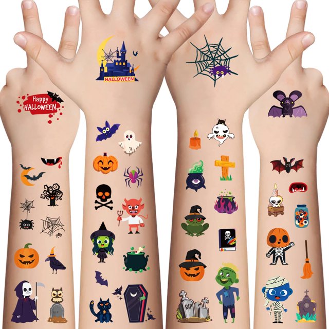 Tatuajes Temporales de Halloween para Niños - 360 Piezas a Granel Tatuajes Falsos de Truco o Trato de Halloween para Niños y Niñas Premios de Halloween Regalos Surtidos Favor de Fiesta para Niños Rell
