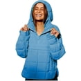 thumbnail image 3 of Womens Quilted Pullover Puffer Jacket Lightweight Oversized Hooded Winter Puffer Coat Light Warm Outerwear Pockets, 3 of 4