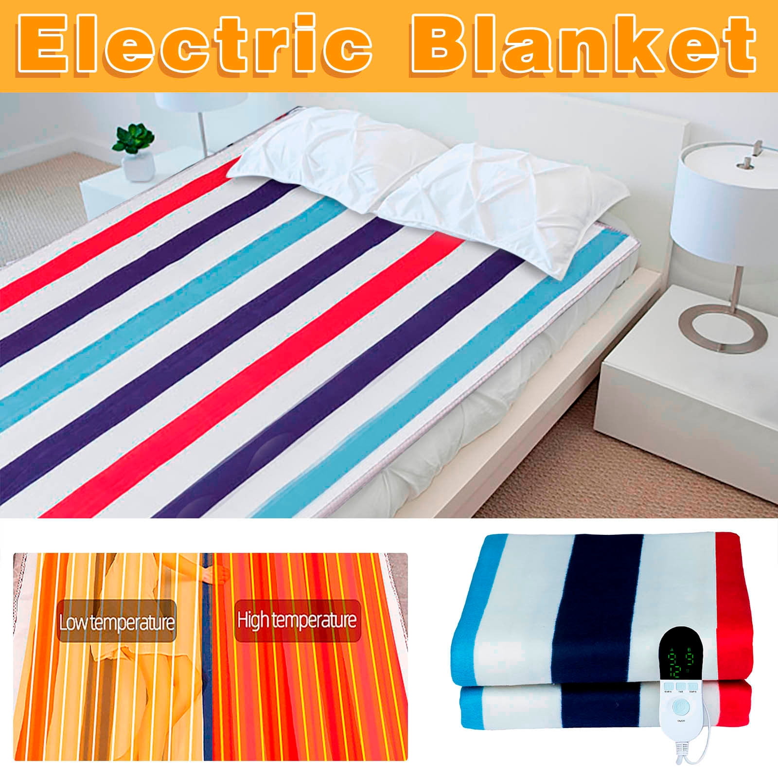 Merryso 110V US Electric Heated Blanket - Soft Flannel, 3 Temp Settings, Overheat Protection & 8hr Auto Shut Off