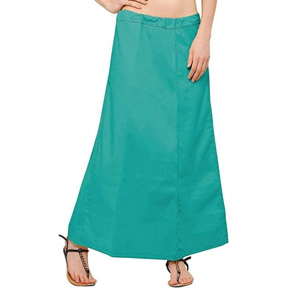 Stylesindia Women's Cotton Readymade Indian Inskirt Saree petticoats Underskirt - Teal Green