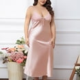 thumbnail image 6 of Lovskoo 2024 Women's Plus Size Nightgown Satin Lace Sleepwear V-Neck Chemise Full Slip Nightshirt Spaghetti Strap Sleepwear Pink XL, 6 of 8