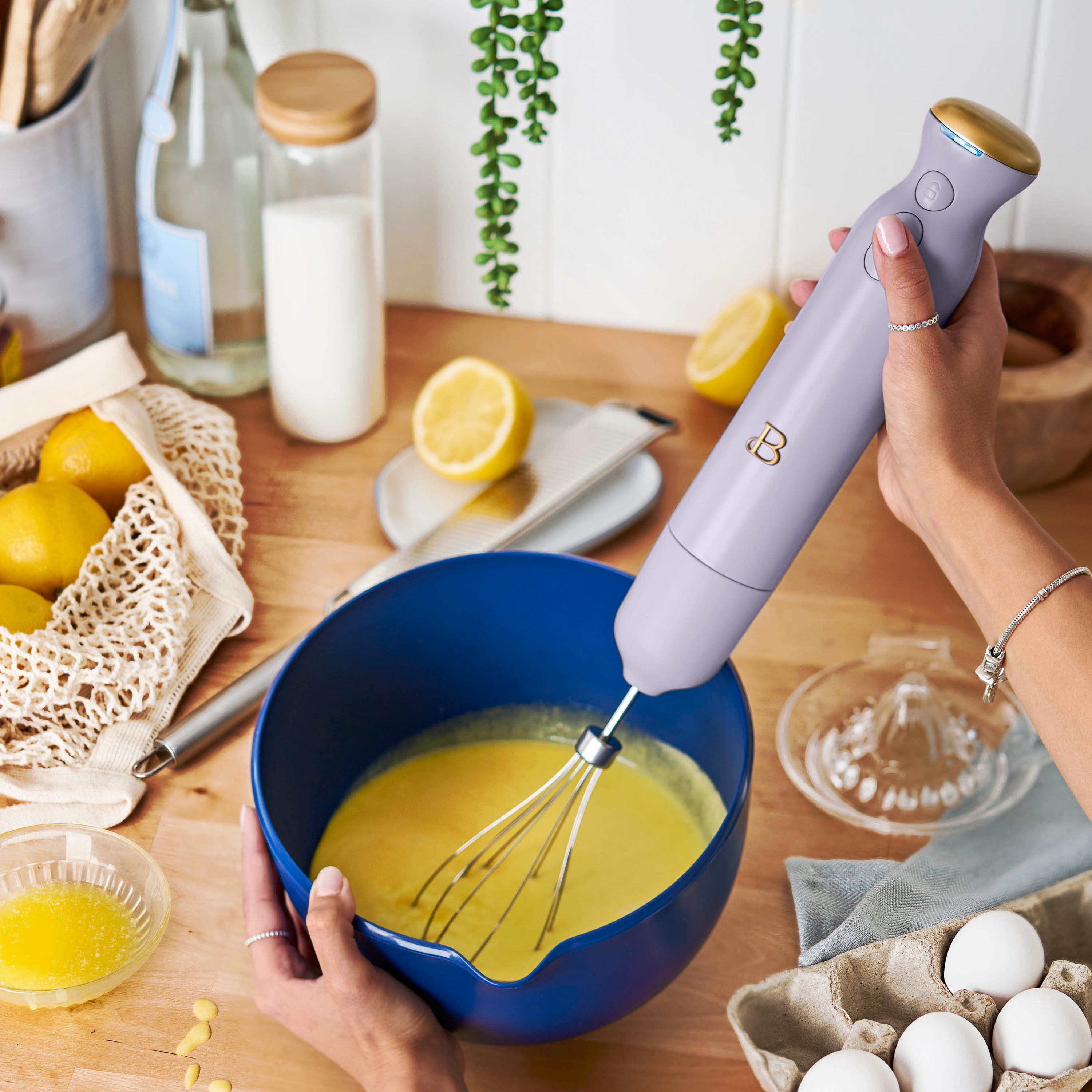 Beautiful Cordless Immersion Blender with Chopper, Whisk & Measuring Cup, Lavender by Drew Barrymore
