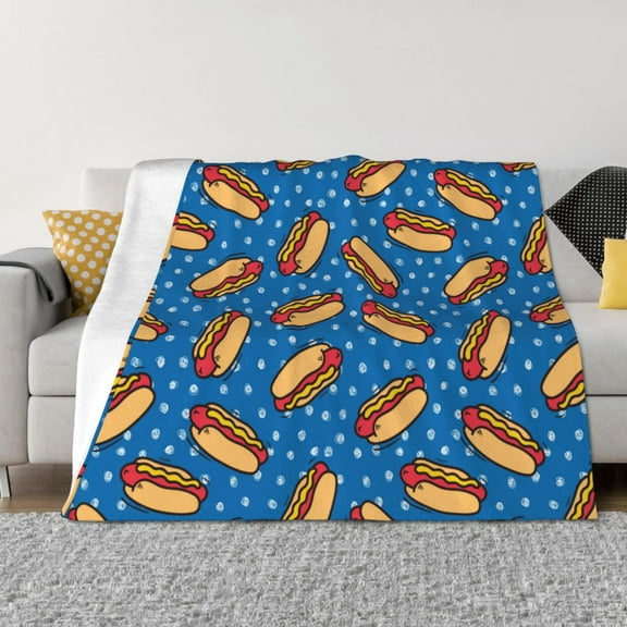 Throw Blanket for Couch - Hot Dog 1 Soft Comfy Lightweight Cozy Warm Throw Blanket, Fuzzy Plush Flannel Blanket & Throws for Sofa and Bed All Season
