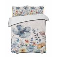 thumbnail image 2 of Quilts Twin Size, Blue Spring Floral Soft Comforter Bedding Set for Bed, Vintage Watercolor Summer Botanical Lightweight Quilted Bedspread with Pillow Cover(2 Pieces) for All Season, 68x86 Inch, 2 of 6