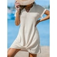 thumbnail image 2 of Women Bathing Suit Cover Up Short Sleeve Twist Hem Swimsuit Coverup for Summer Vacation, 2 of 13