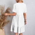 thumbnail image 5 of Summer Solid Dresses for Women 2026 Short Sleeve v Neck Mini T Shirt Dress - Midi Dress Flowy Pleated Beach Sundress - Summer Trendy Vacation Beach Dress White XL, 5 of 8