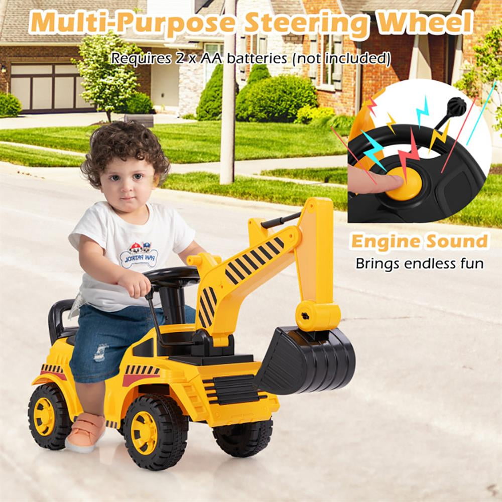 Resenkos Kids Ride on Excavator with Adjustable Shovel-Yellow