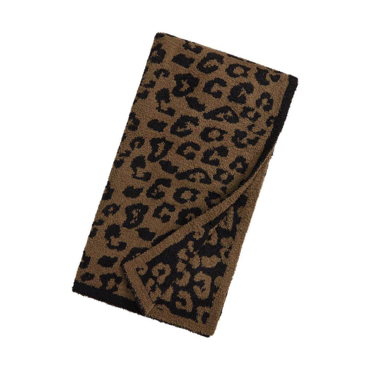 facefd Throw Blanket Leopard Print Flannel Fleece Blankets Plush Sofa Blankets coffee 40x47in