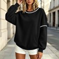 thumbnail image 6 of jehdhy Womens Patchwork Sweatshirts Fall Winter Crew Neck Long Sleeve Shirts Fashion Casual Loose Pullover Tops, 6 of 7