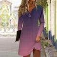 thumbnail image 2 of Robes Décontractées pour Femmes Robe Courte à Manches Longues Dégradé Mini Robe Décontractée Ample Fluide Automne P-68 Violet m, 2 of 5