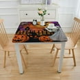 thumbnail image 3 of BANET Halloween Square Tablecloth with Elastic Edge, Halloween Pumpkin Ghost Washable Wipeable Table Cloth Polyester Table Cover for Kitchen Dining Party Wedding Holiday Fits Square Table White, 3 of 7