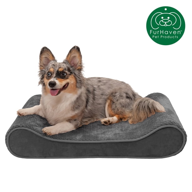 FurHaven Pet Dog Bed Cooling Gel Memory Foam Orthopedic Minky Plush