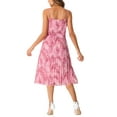 thumbnail image 3 of INSPIRE CHIC Floral Pleated Dress for Women's Ruffle Spaghetti Strap Off-Shoulder Dresses Pink L, 3 of 4