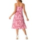 thumbnail image 3 of Vestido Floral Plisado Inspire Chic para Mujeres, Vestidos de Tirantes Espagueti con Volantes, Rosa XL, 3 of 6