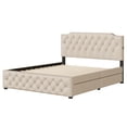 thumbnail image 3 of JERFIT Queen Upholstered Storage Bed with USB Charging Ports, Modern Linen Fabric Platform Bed Frame with 2 Drawers, Beige, 3 of 10