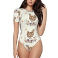 thumbnail image 2 of Goofa Flower Chicken Printed Women Rash Guard Short Sleeve,Tummy control Swimsuit Surfing Swimsuit Bathing Suit One Piece Swimsuit UPF 50-Large, 2 of 9