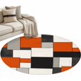 thumbnail image 6 of Burnt Orange Black Grey Round Rug 4ft Washable Circle Entryway Rugs Non Slip Modern Geometric Abstract Area Rug Indoor Floor Carpet for Bedroom Kitchen Living Room Home Office Dining Room Nursery, 6 of 8