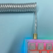 Mamba Snake Custom Transparent Coiled Keyboard Cable for Gaming Keyboard, Double-Sleeved Mechanical Keyboard Cable with Detachable Metal Aviator, 2.0M(0.66ft) USB-C to USB-A Keyboard Wire(Crystal)