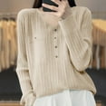 thumbnail image 2 of Womens Long Sleeve Tops T Shirts Crew Neck Warm Pullover Knit Winter Fall Clothes for Women Tees Blouses Beige M, 2 of 6